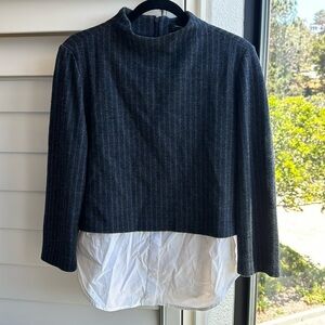 Theory Button Up & Wool Layered Mockneck!🤍